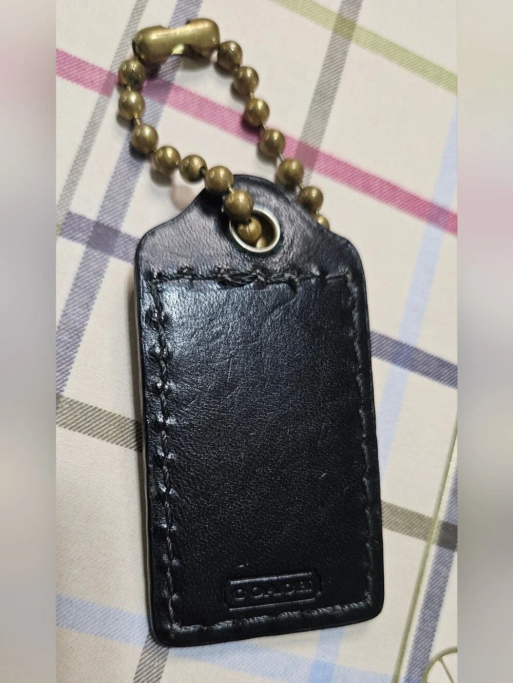 Coach BLEECKER LEATHERWARE Hangtag w/Large Brass Ballchain Black